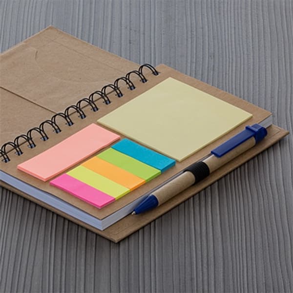 Bloco de Anotações com Caneta e Post-it